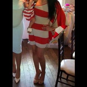 Express one shoulder striped dress